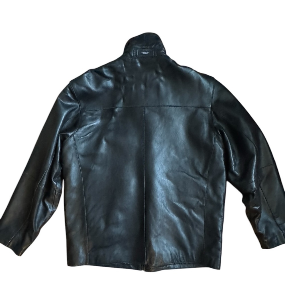 Claiborne Men’s Large Lambskin Black Leather Jacket: Zip Up. - Picture 5 of 10